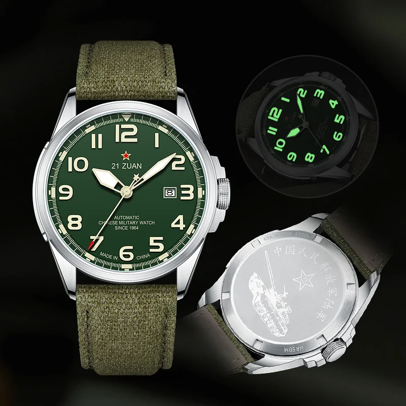 Seagull Luxury Bracelet Military Men Watch Automatic Mechanical Watches For Men Wear Resistant Leather Strap Luminous Clock D581