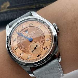 Spot goods NEW Pierre Paulin Jumping Hour Men Watch Salmon Dial Automatic St17 Mechanical Watch Vintage Date Window 38mm