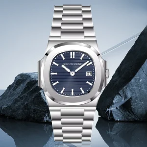 New Specht & Söhne 39MM Quartz Wristwatches Sapphire Crystal Super Slim Blue Sport Watch 50M Waterproof Stainless Watch For Men