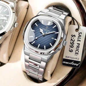 PAAZOMU Luxury Watch Business 50 ATM Waterproof Male Clock Luminous Date Stainless Steel Square Quartz Men Watches reloj hombre